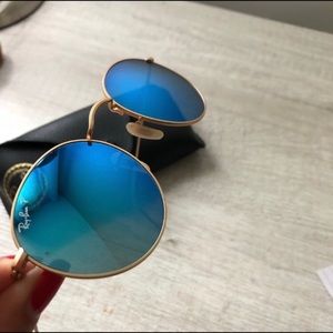Polarized Ray Ban Blue Round Flash Sunglasses